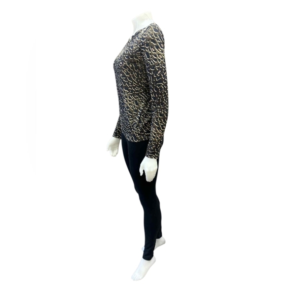 Tory Burch Long Sleeve 100% Pima Cotton Brown Animal Print Size XS - Picture 3 of 9